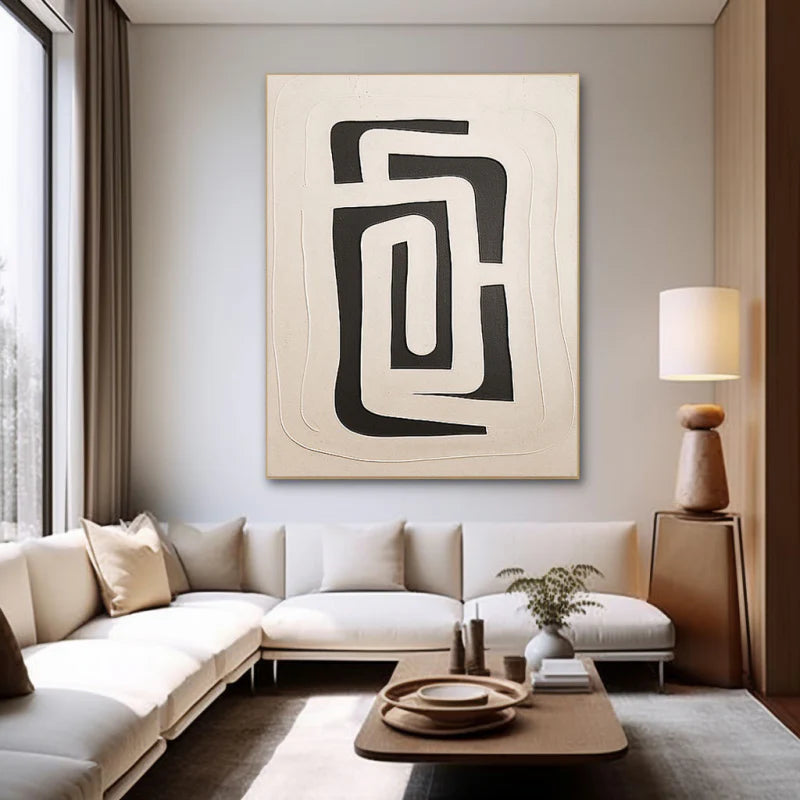 Black and White Minimalist Textured Wall Art #MT018