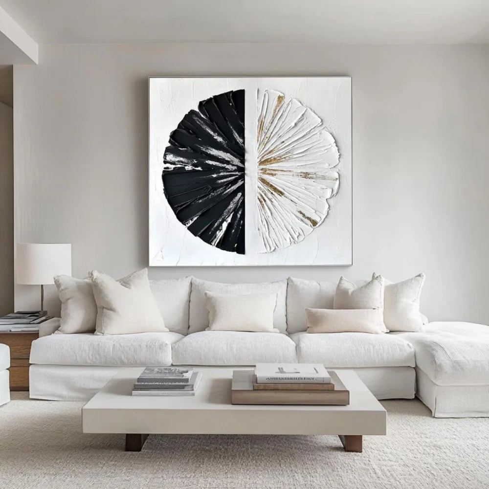 Black and White Minimalist Textured Wall Art #MT099