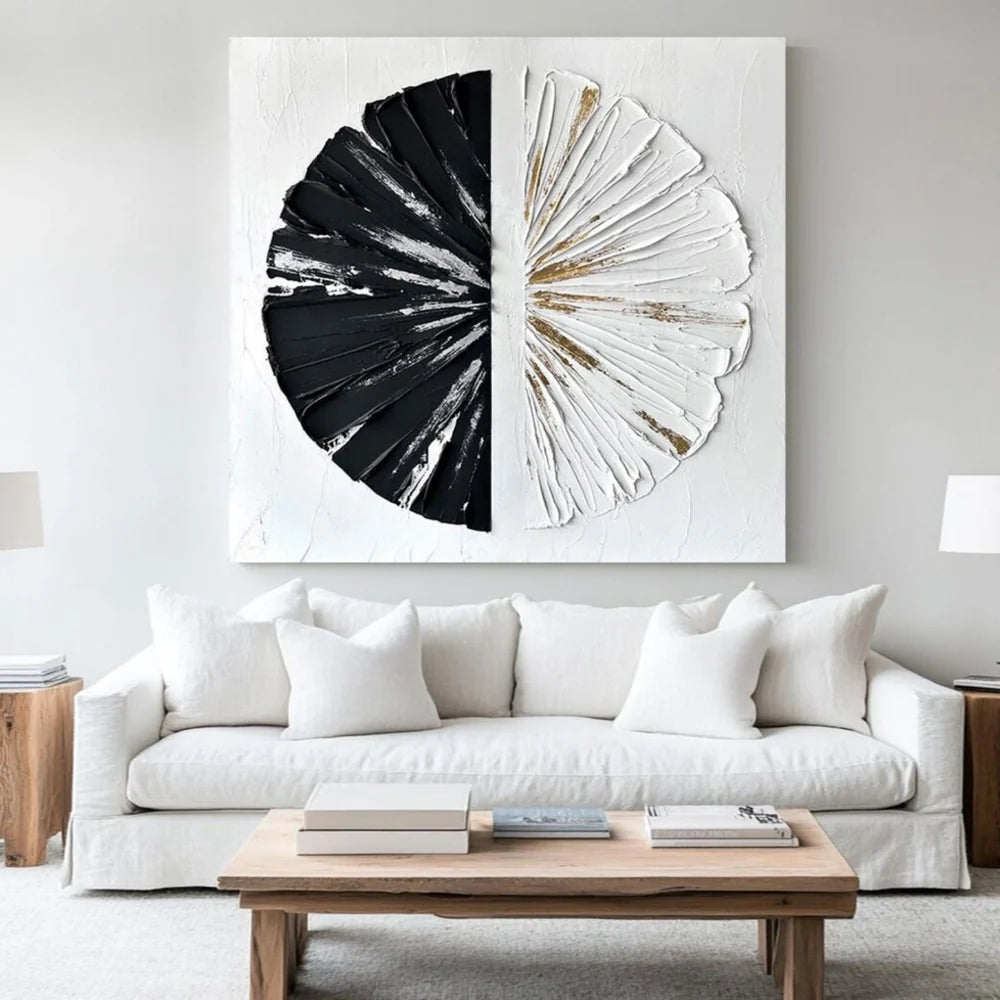 Black and White Minimalist Textured Wall Art #MT099