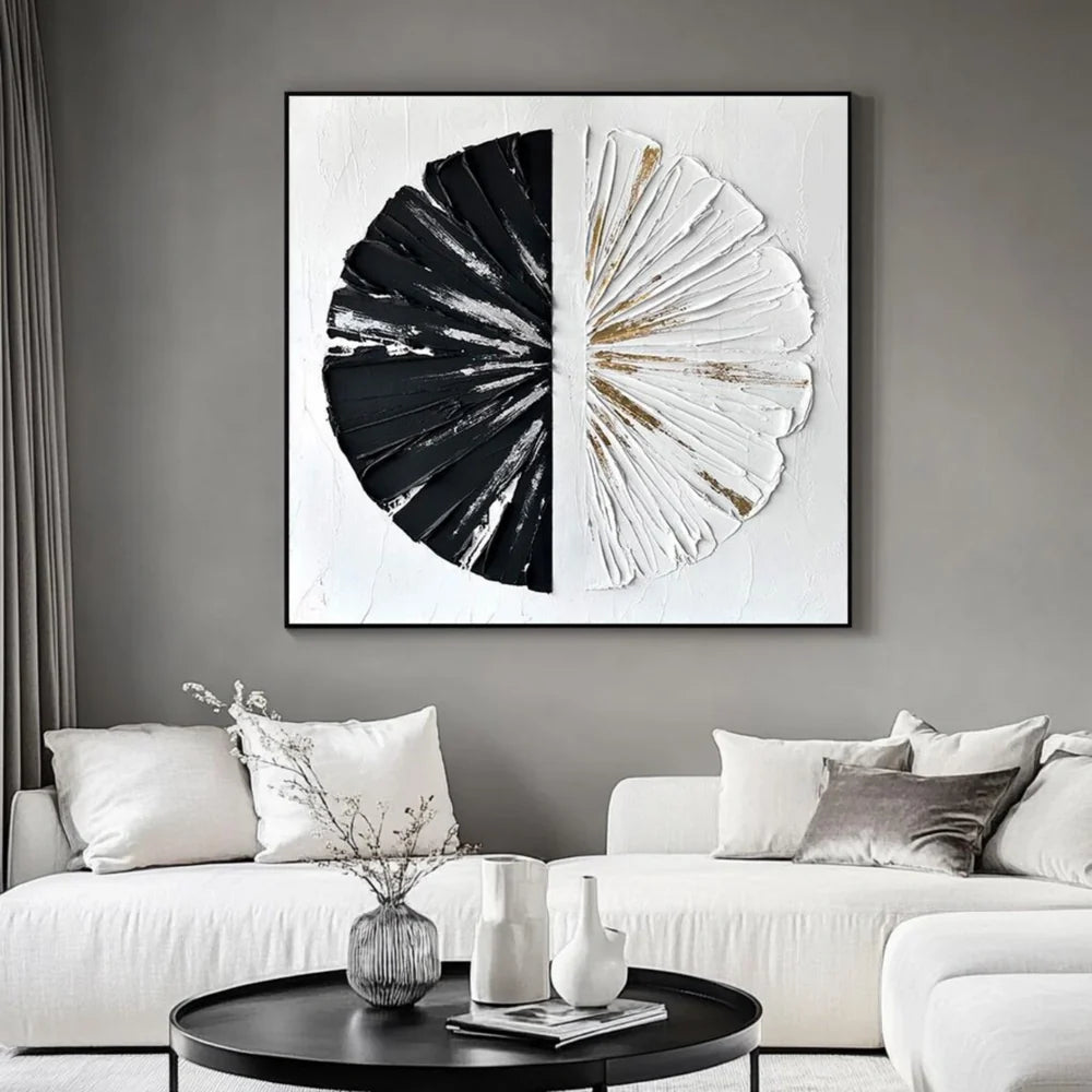 Black and White Minimalist Textured Wall Art #MT099
