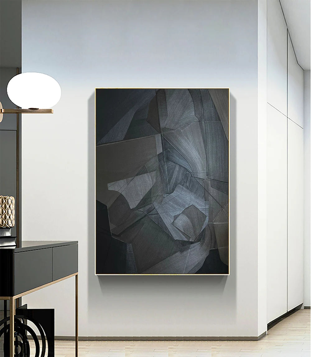 Black Minimalist Textured Wall Art #MT077