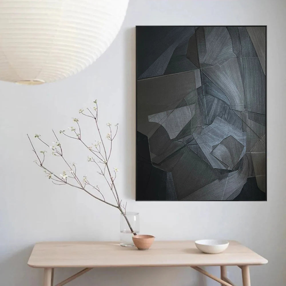 Black Minimalist Textured Wall Art #MT077